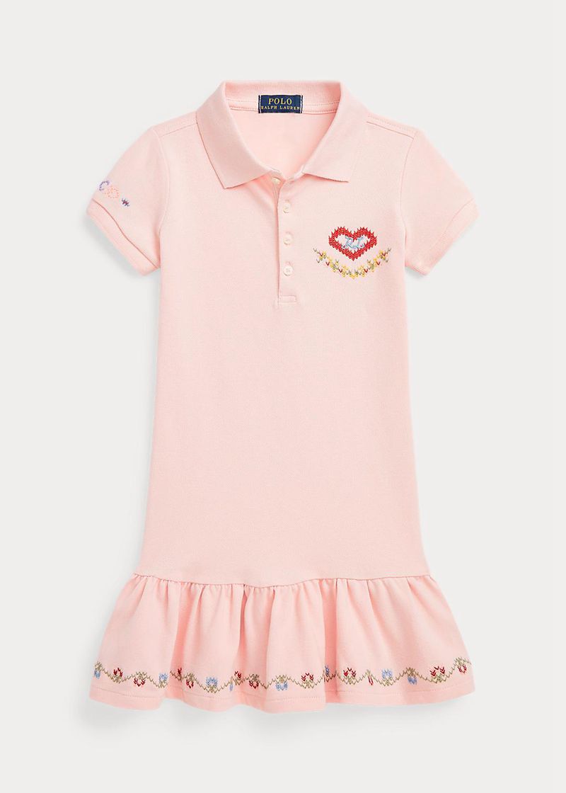 ポロ ラルフ ローレン ドレス ガール ピンク 1.5-6.5 年 Embroidered Mesh Polo TRJVP9537